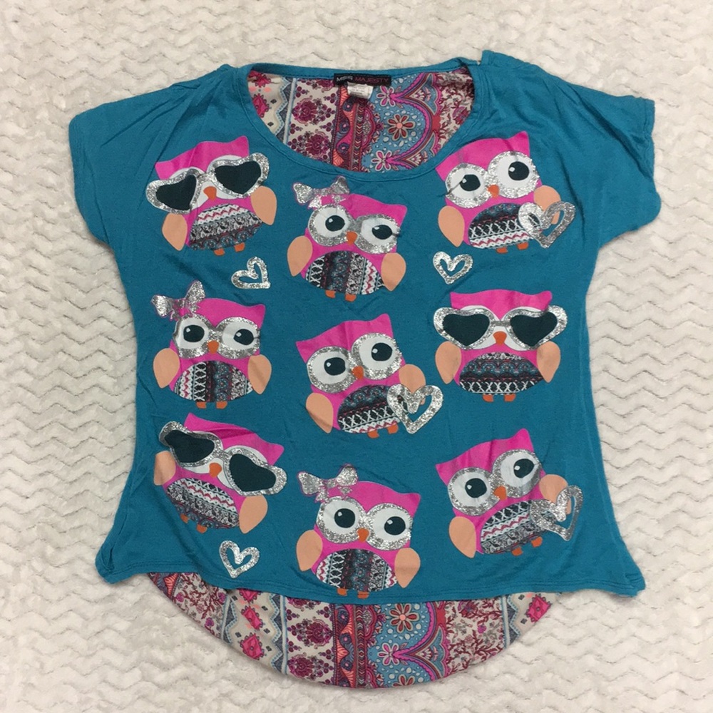 High Low Owl Shirt - Girl's Large 14/16